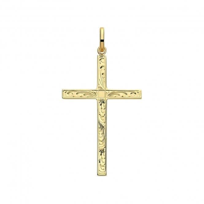 9ct Yellow Gold Semi Solid Cross H Engraved PN1213E