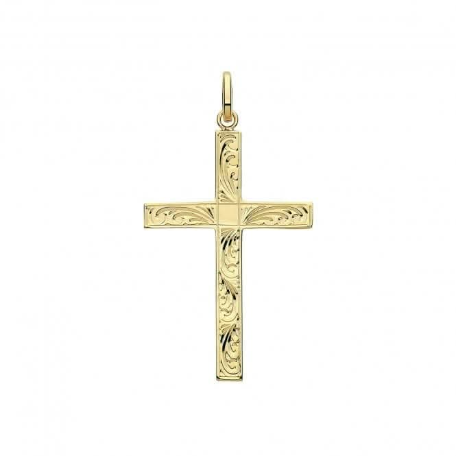 9ct Yellow Gold Semi Solid Cross H Engraved PN1214E