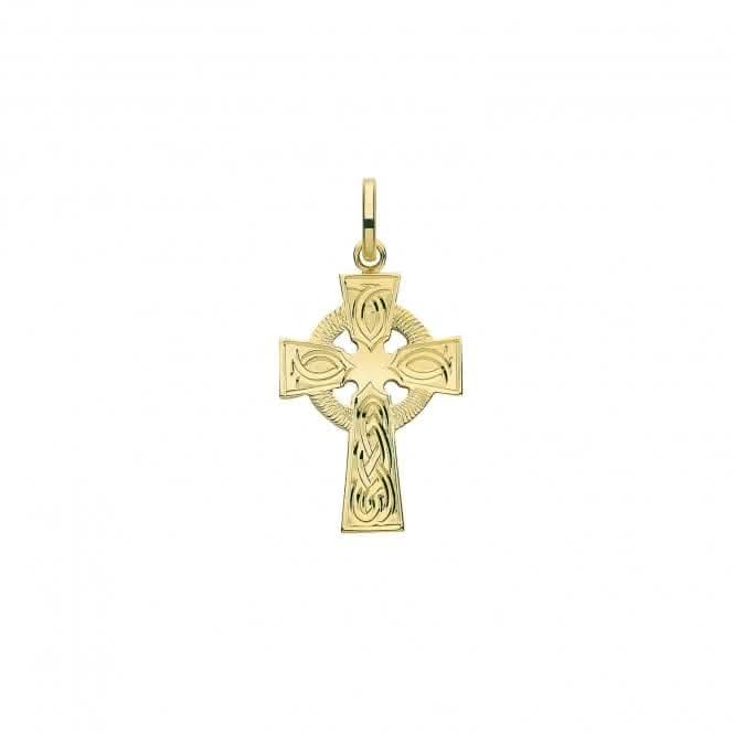 9ct Yellow Gold Semi Solid Cross H Engraved PN1217CE