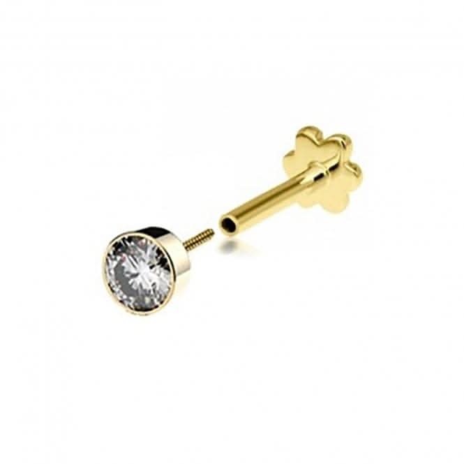 9ct Yellow Gold Single Zirconia Cartilage Labret ES2022