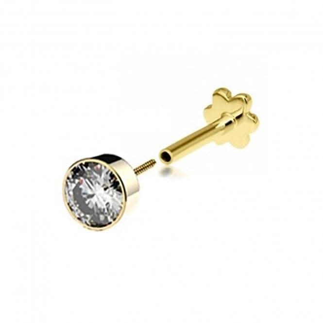 9ct Yellow Gold Single Zirconia Cartilage Labret ES2023