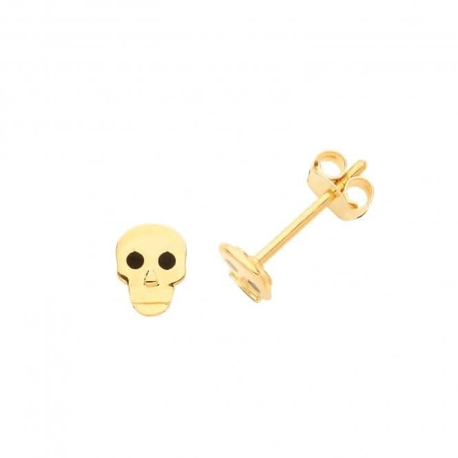 9ct Yellow Gold Skull Studs ES659