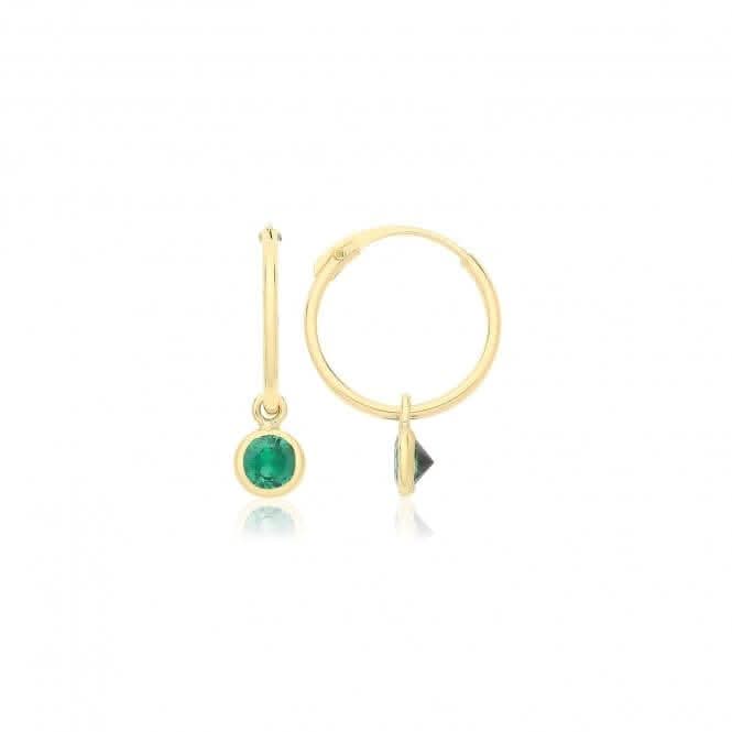 9ct Yellow Gold Sleepers With Hanging Coloured Zirconia ES754E