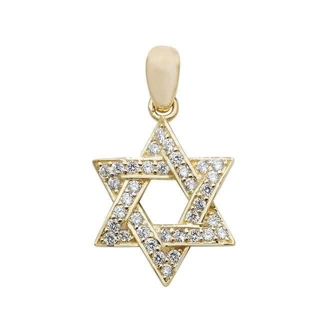 9ct Yellow Gold Small Star Of David Zirconia Pendant PN998