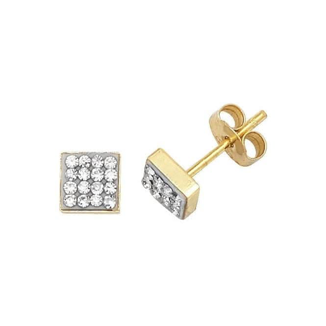 9ct Yellow Gold Sqr Zirconia Stud Earrings ES314