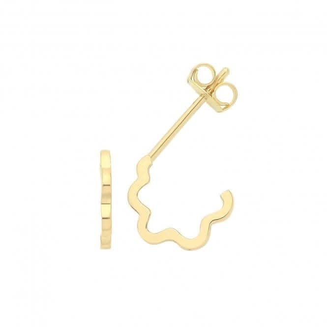 9ct Yellow Gold Squiggle Half Hoop Stud ES1696