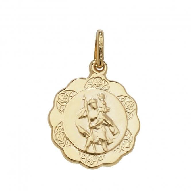 9ct Yellow Gold St Christopher Hollow Pendant PN154