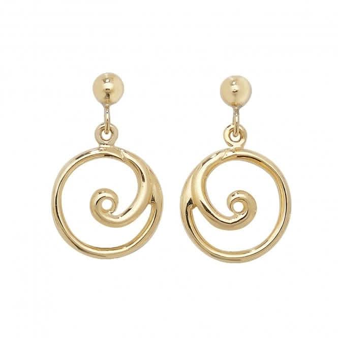 9ct Yellow Gold Swirly Drop Earrings ES390