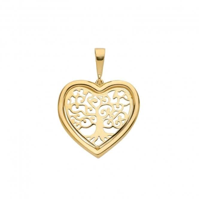 9ct Yellow Gold Tree Of Life Heart Pendant PN1081