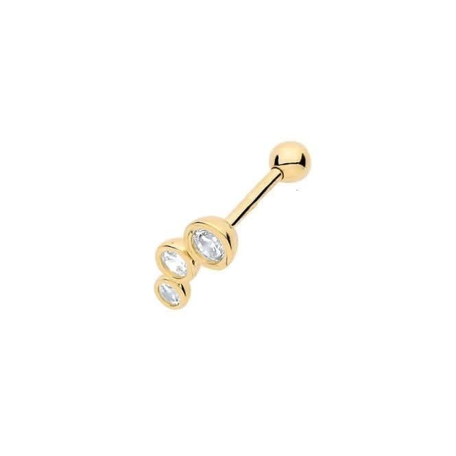 9ct Yellow Gold Zirconia 3 Stones Left Cartilage 8.5mm Post Stud ES927LP