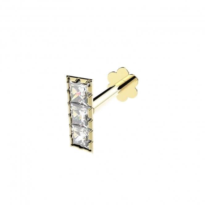 9ct Yellow Gold Zirconia Bar Cartilage Labret ES2037