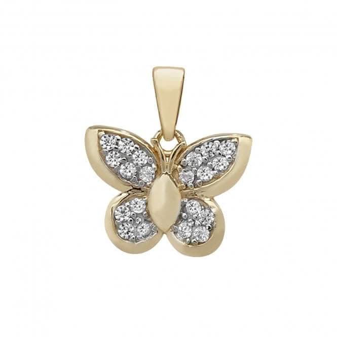 9ct Yellow Gold Zirconia Butterfly Pendant PN194