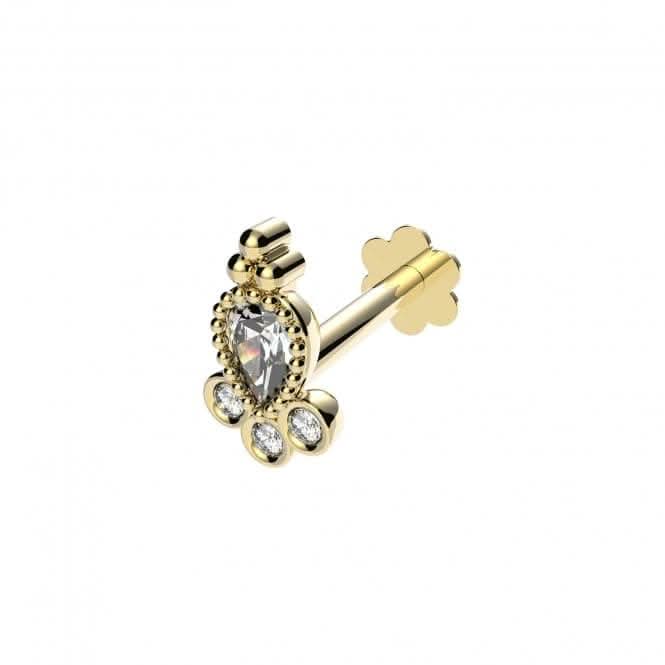 9ct Yellow Gold Zirconia Cartilage Labret ES2044