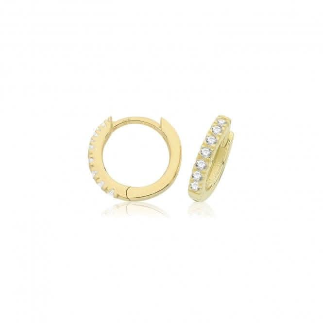 9ct Yellow Gold Zirconia Clicker Hoops ES1702