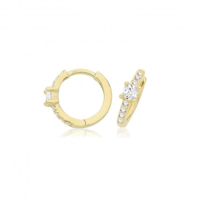 9ct Yellow Gold Zirconia Clicker Hoops ES1705