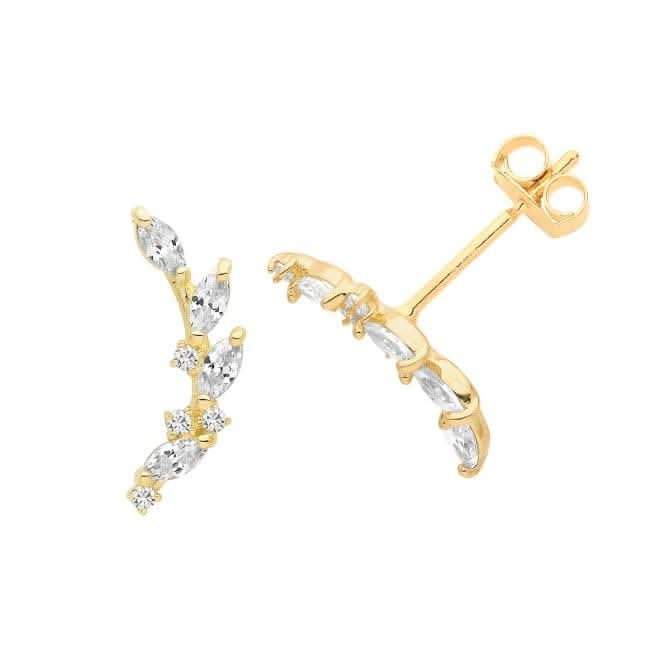 9ct Yellow Gold Zirconia Climber Stud Earrings ES1627