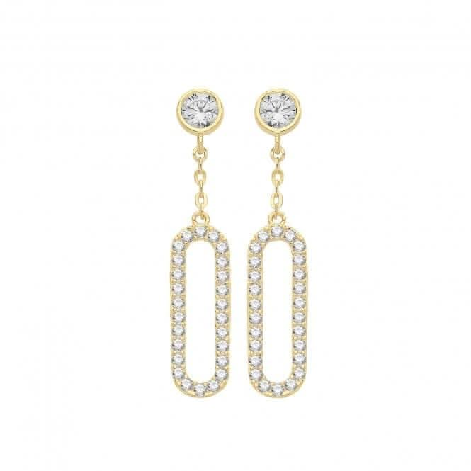 9ct Yellow Gold Zirconia Closed Curve Drop Earrings ER1165