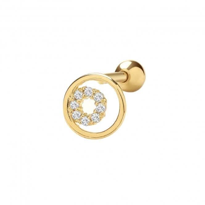 9ct Yellow Gold Zirconia Concentric Circle 6mm Post Stud ES977