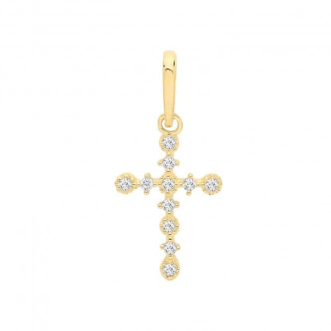 9ct Yellow Gold Zirconia Cross Pendant PN1141