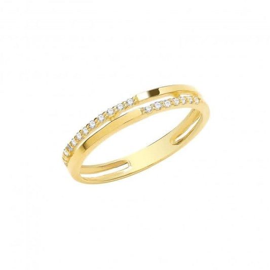 9ct Yellow Gold Zirconia Double Band Ring RN1652