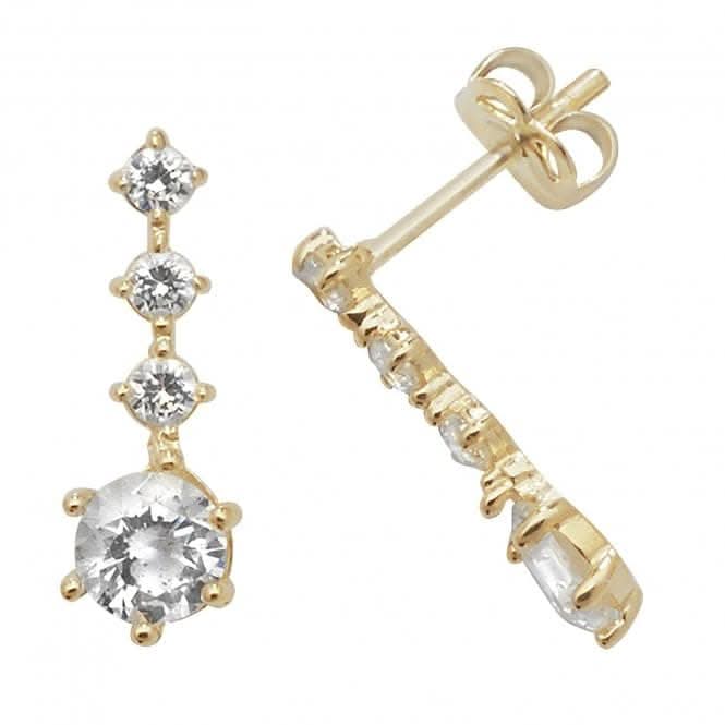 9ct Yellow Gold Zirconia Drop Earrings ES457