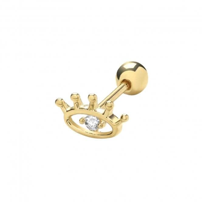 9ct Yellow Gold Zirconia Evil Eye Cartilage 6mm Post Stud ES1921