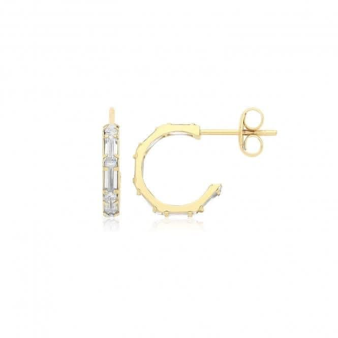 9ct Yellow Gold Zirconia Half Hoop Studs ES746