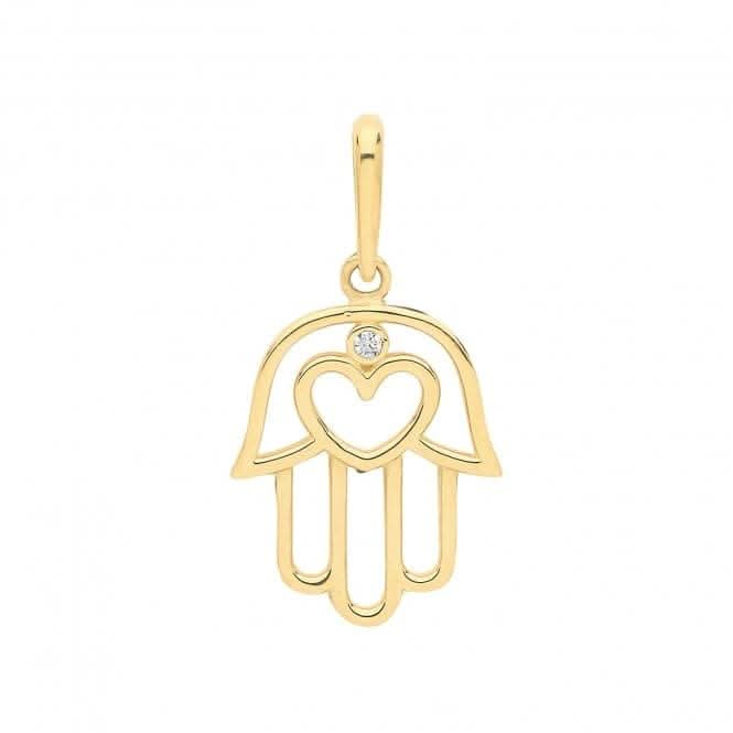 9ct Yellow Gold Zirconia Hamsa Charm PN1133
