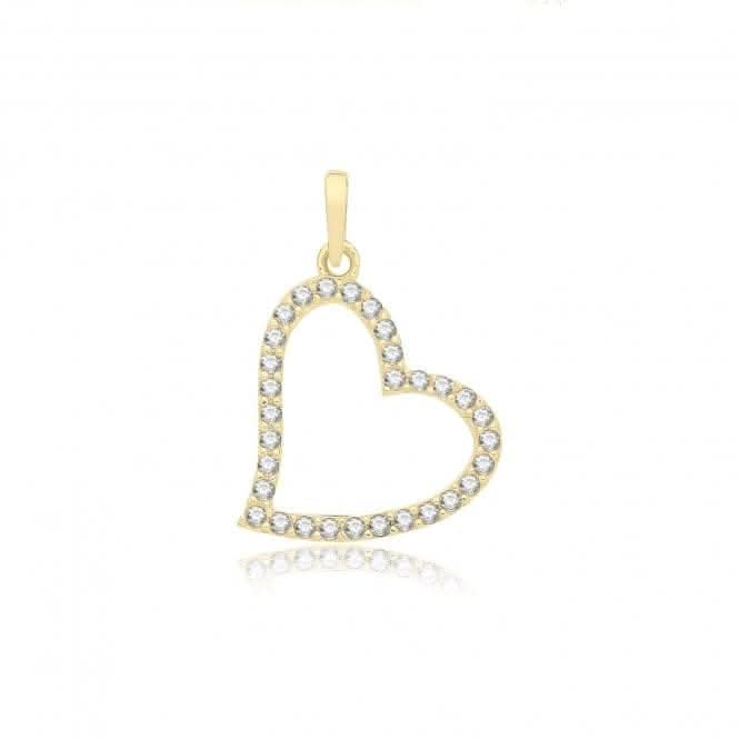9ct Yellow Gold Zirconia Heart Pendant PN1311