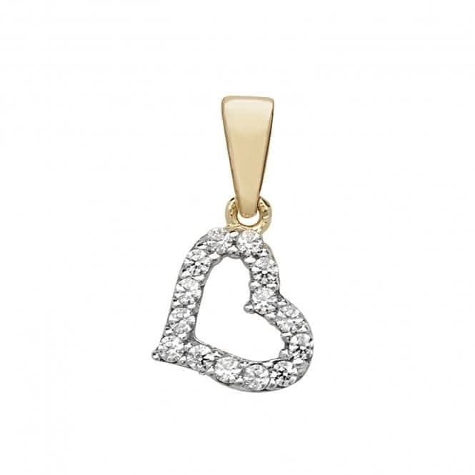 9ct Yellow Gold Zirconia Heart Pendant PN182