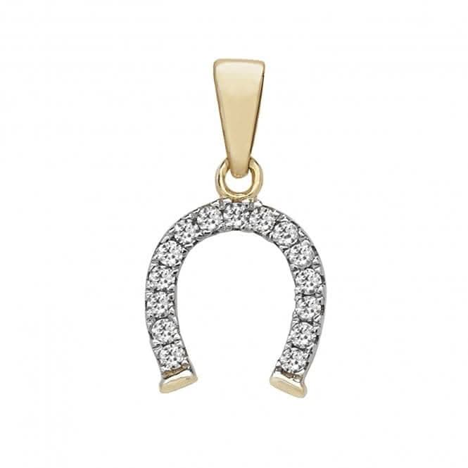 9ct Yellow Gold Zirconia Horse Shoe Pendant PN193