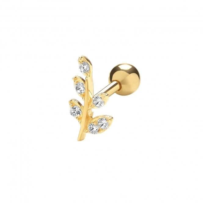 9ct Yellow Gold Zirconia Leaf Cartilage 6mm Post Stud ES978