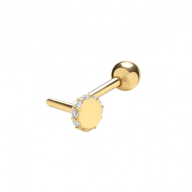 9ct Yellow Gold Zirconia Set Drawing Pin Cartilage 6mm Post Stud ES993