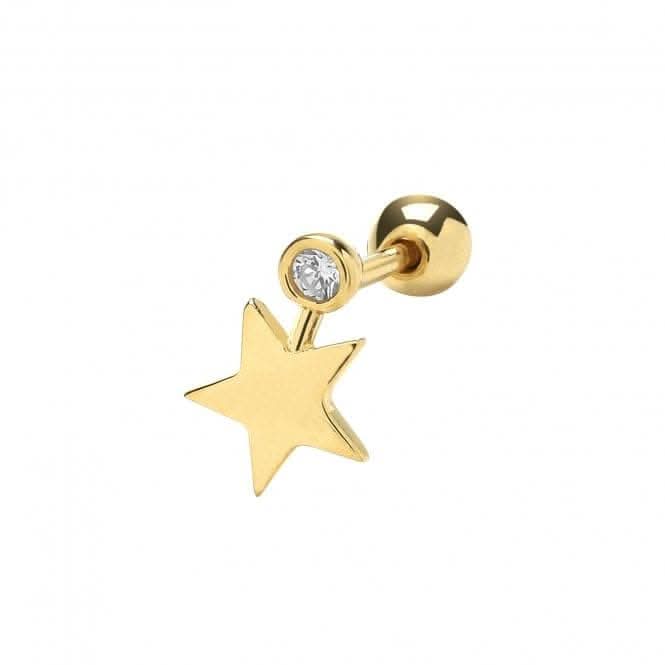 9ct Yellow Gold Zirconia &Star Cartilage 6mm Post Stud ES1902