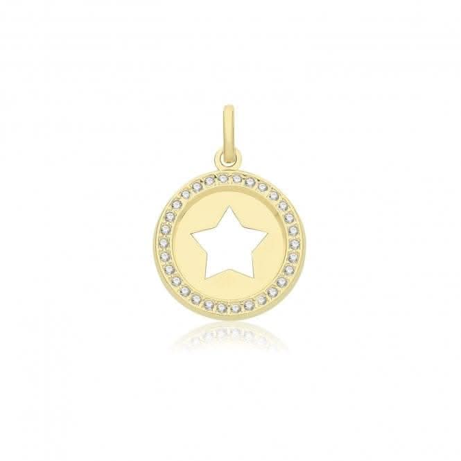 9ct Yellow Gold Zirconia Star Round Pendant PN1341