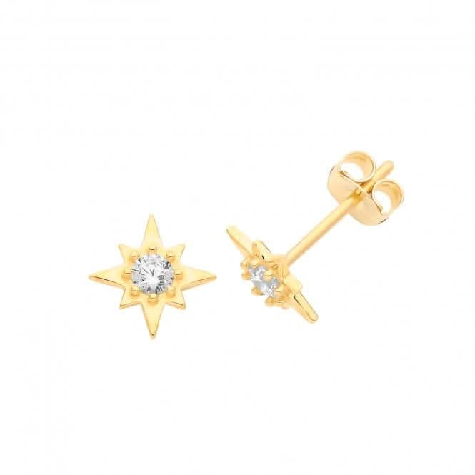 9ct Yellow Gold Zirconia Star Studs ES700