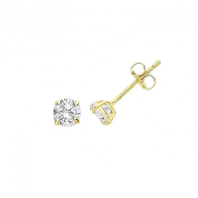 9ct Yellow Gold Zirconia Stud 4Mm ES711