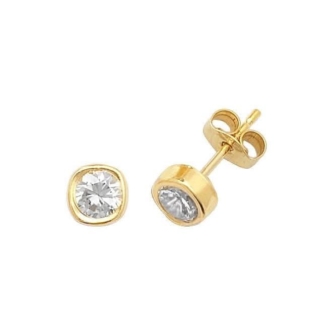 9ct Yellow Gold Zirconia Stud Earrings ES303