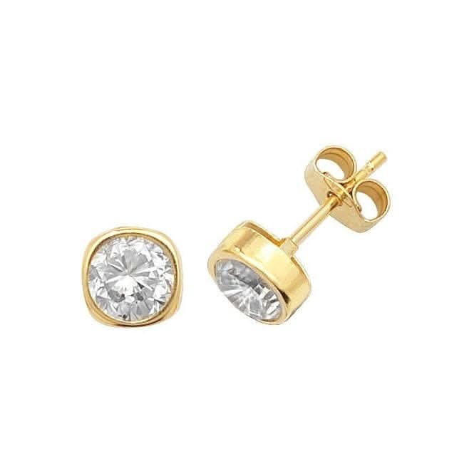 9ct Yellow Gold Zirconia Stud Earrings ES304