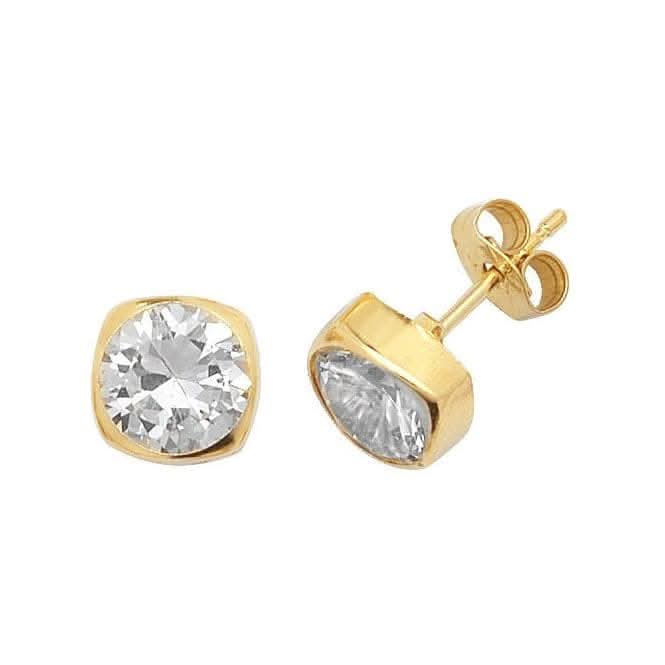 9ct Yellow Gold Zirconia Stud Earrings ES305