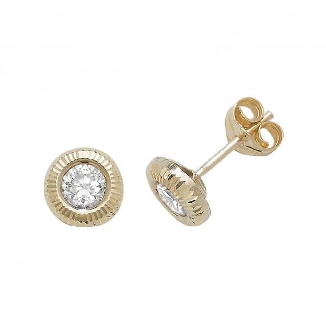 9ct Yellow Gold Zirconia Stud Earrings ES396
