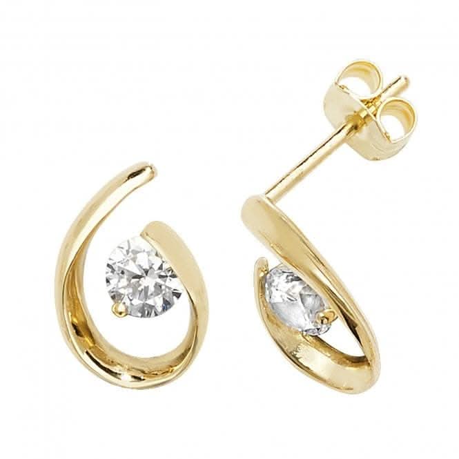 9ct Yellow Gold Zirconia Stud Earrings ES553