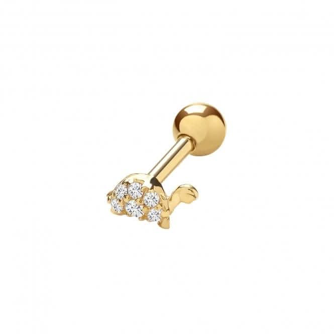 9ct Yellow Gold Zirconia Turtle Cartilage 6mm Post Stud ES976