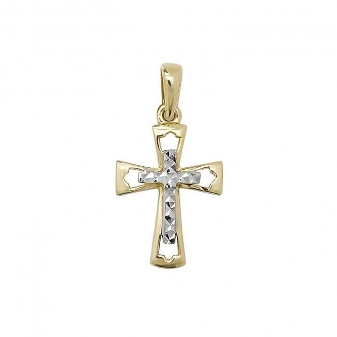 9ct Yellow & White Gold Cross Dc Pendant PN087