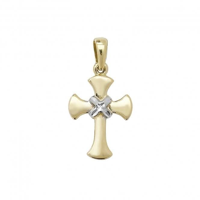 9ct Yellow & White Gold Cross Pendant PN086