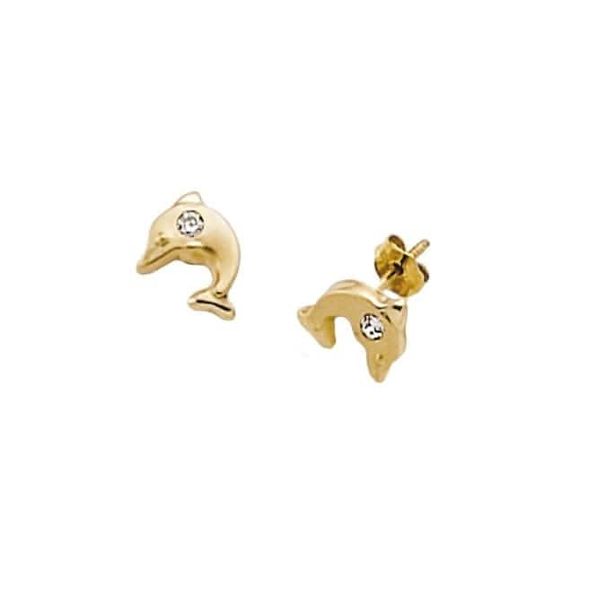 9ct Yellowdolphin Zirconia Stud Earrings ES247S
