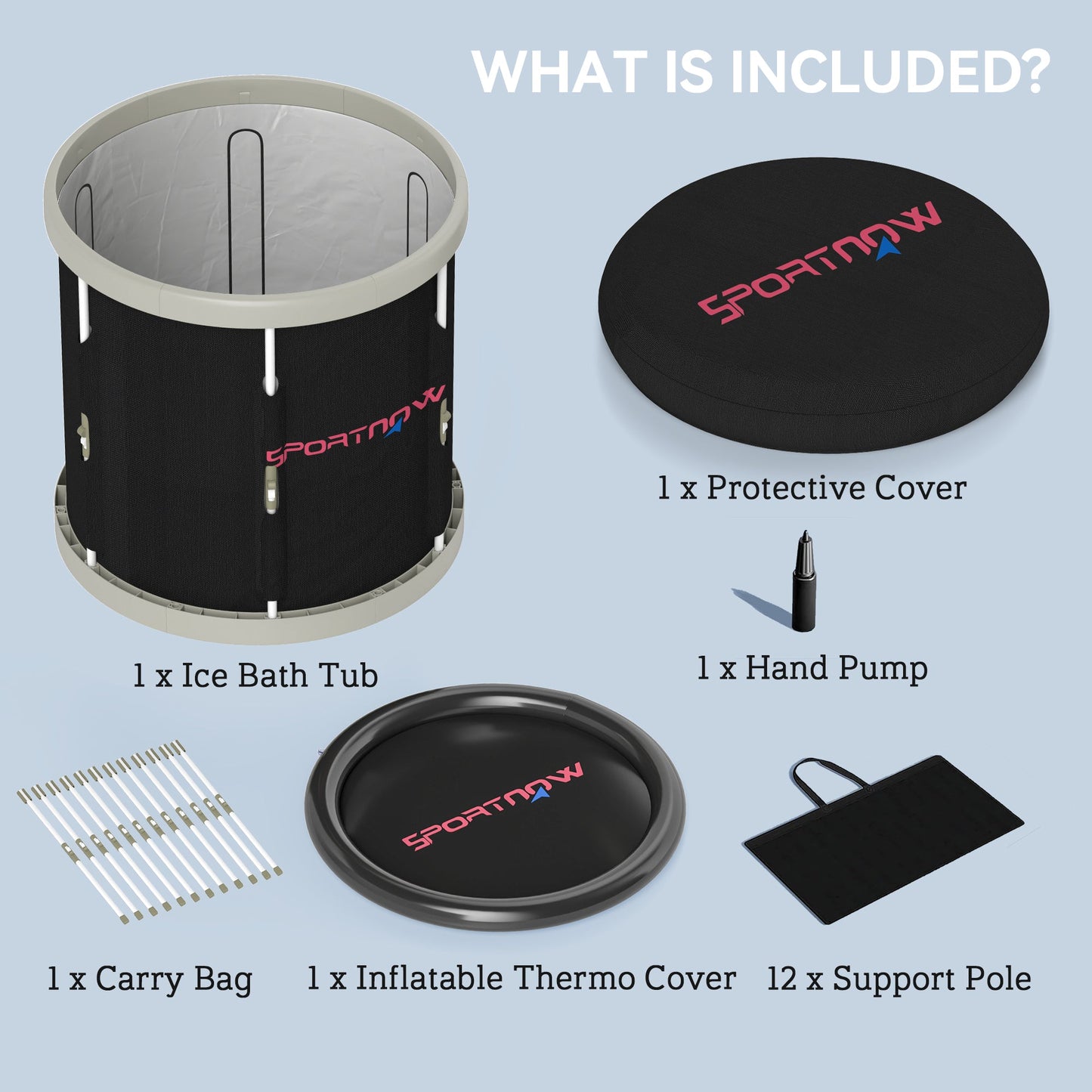 SPORTNOW Ice Bath Tub Outdoor, 210L Portable Cold Water Therapy Tub, Black