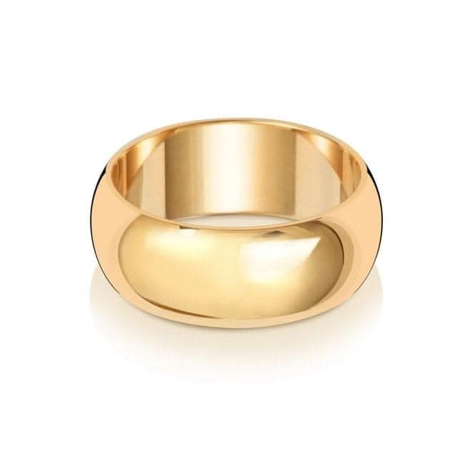 Wedding Band 9K D Shape 8mm-0.0.92 Wedding Ring W108UL