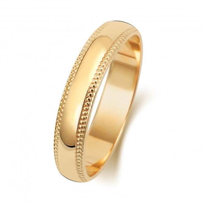 Wedding Band 9K D Shape Millgrain 4 mm-1.25 Wedding Ring W184M