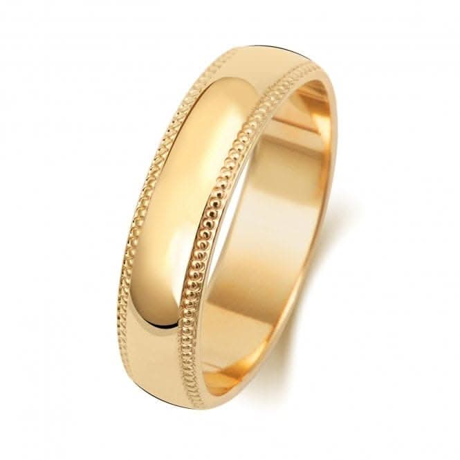 Wedding Band 9K D Shape Millgrain 5 mm-1.2 Wedding Ring W185L